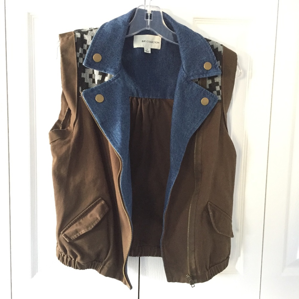 womens brown and denim vest